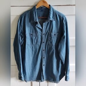 Port Authority Men's Blue Denim Button-Up Shirt | 100% Cotton | XL